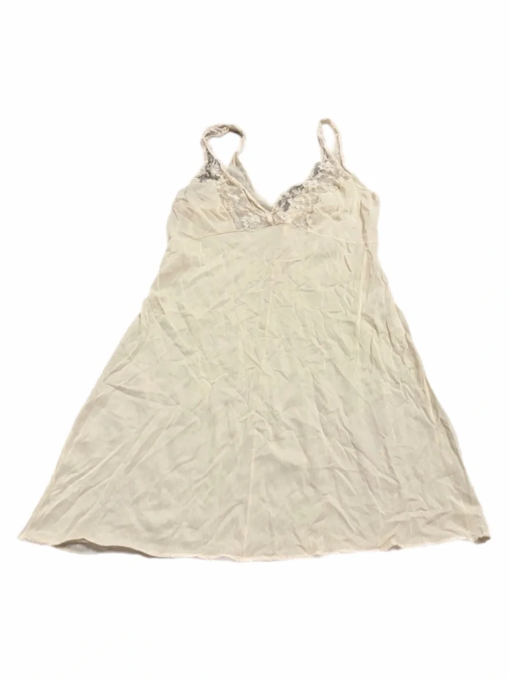 70s/80s European Vintage Silky Lace Bust Slip Dress (Cream/Nude) Size Small